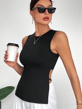 Sleek Black Sleeveless Top